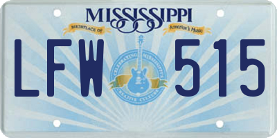 MS license plate LFW515
