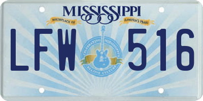 MS license plate LFW516