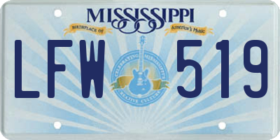 MS license plate LFW519