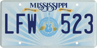 MS license plate LFW523
