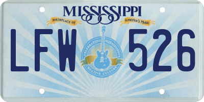 MS license plate LFW526