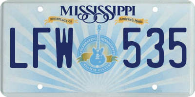 MS license plate LFW535