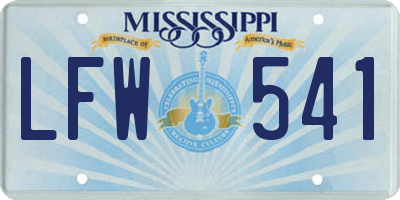 MS license plate LFW541