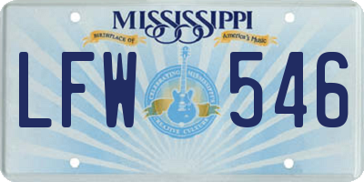 MS license plate LFW546
