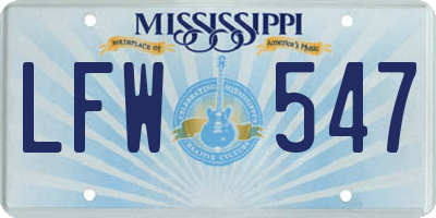 MS license plate LFW547