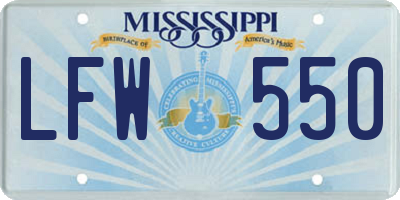 MS license plate LFW550