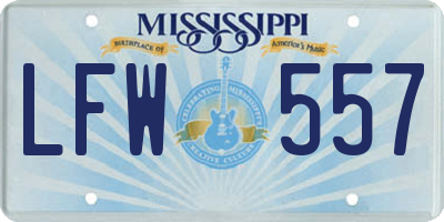 MS license plate LFW557