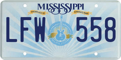 MS license plate LFW558