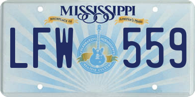 MS license plate LFW559