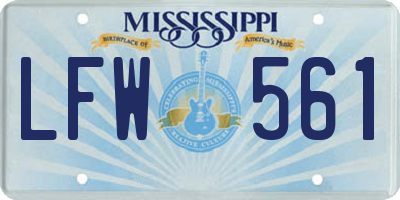 MS license plate LFW561