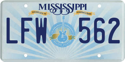 MS license plate LFW562