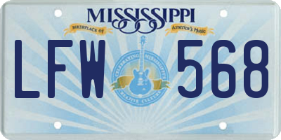 MS license plate LFW568