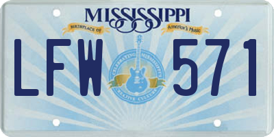 MS license plate LFW571