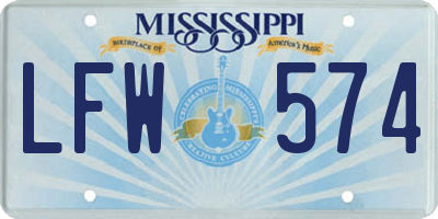 MS license plate LFW574