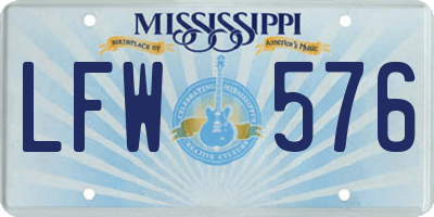 MS license plate LFW576