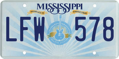 MS license plate LFW578