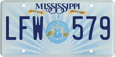 MS license plate LFW579
