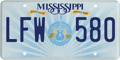 MS license plate LFW580