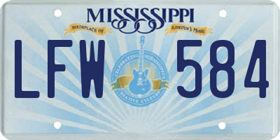 MS license plate LFW584
