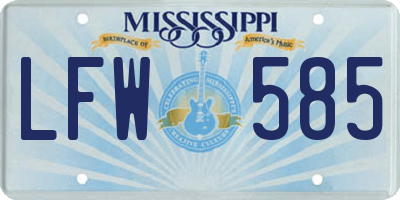 MS license plate LFW585