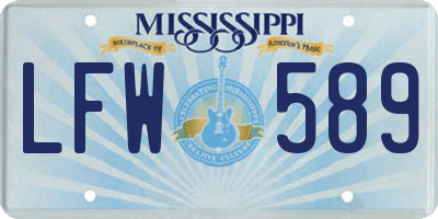 MS license plate LFW589