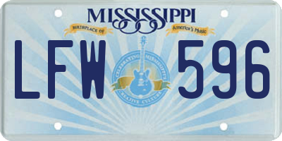 MS license plate LFW596