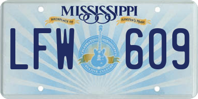 MS license plate LFW609