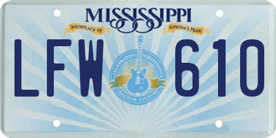 MS license plate LFW610