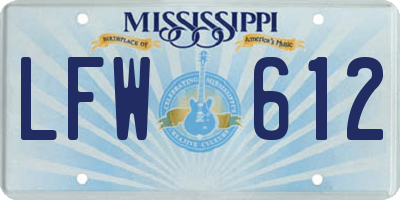 MS license plate LFW612