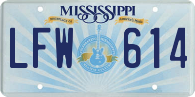 MS license plate LFW614