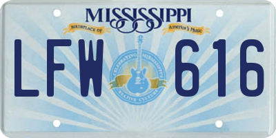 MS license plate LFW616