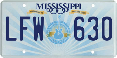 MS license plate LFW630