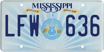 MS license plate LFW636