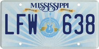 MS license plate LFW638
