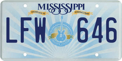 MS license plate LFW646