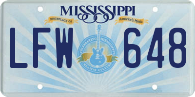 MS license plate LFW648