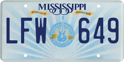 MS license plate LFW649