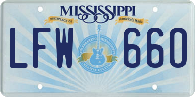 MS license plate LFW660