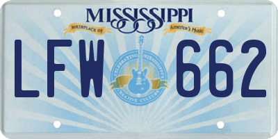 MS license plate LFW662