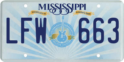 MS license plate LFW663