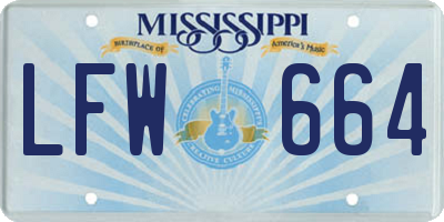 MS license plate LFW664
