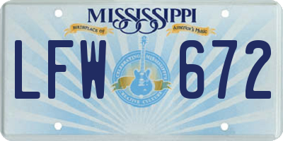 MS license plate LFW672