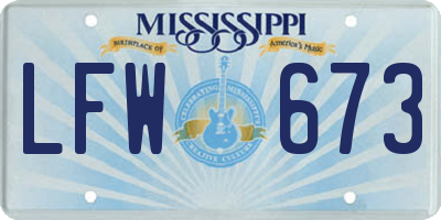MS license plate LFW673