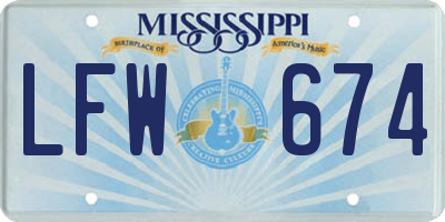 MS license plate LFW674
