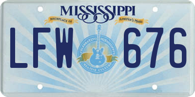 MS license plate LFW676