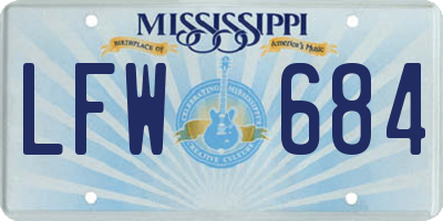 MS license plate LFW684