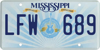 MS license plate LFW689
