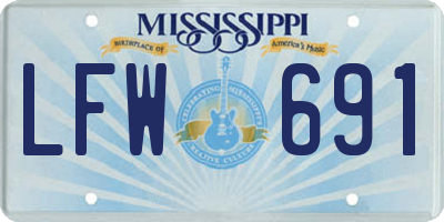 MS license plate LFW691