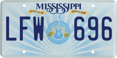 MS license plate LFW696