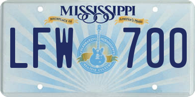 MS license plate LFW700